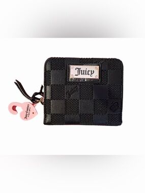 Juicy Couture Black and Light Pink Zip Around Wallet